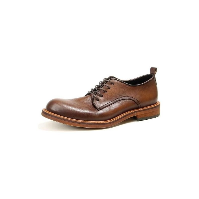 Sapatos Formais Masculinos Elegantes Retro Brogue Couro Vestido Oxford - Marrom