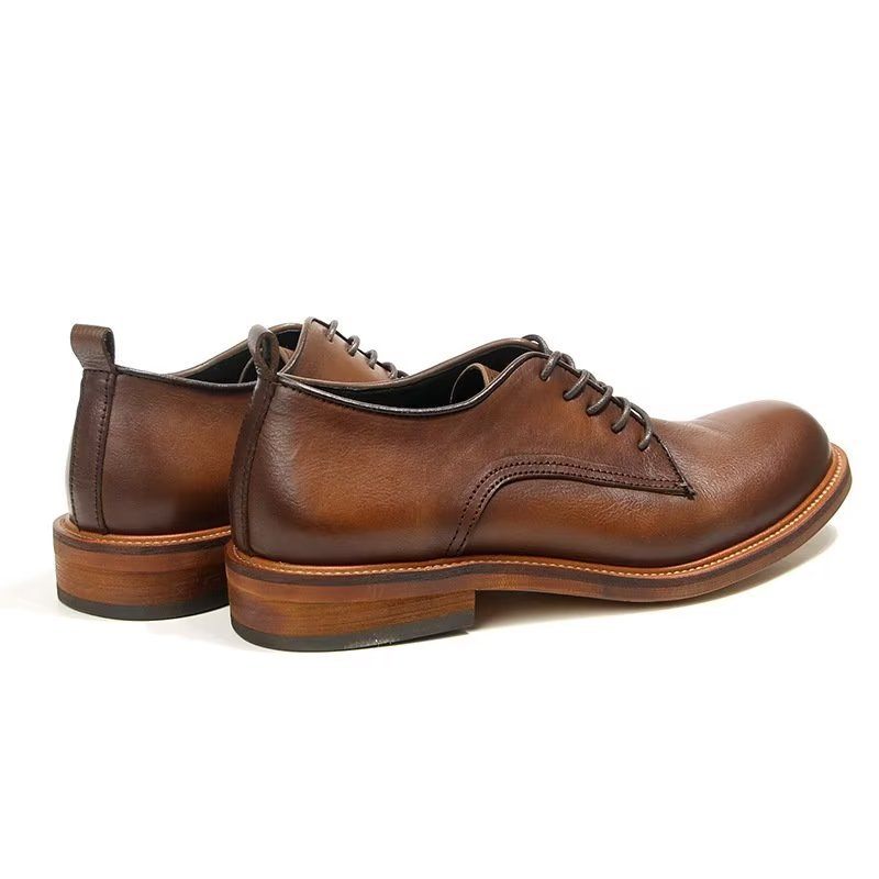 Sapatos Formais Masculinos Elegantes Retro Brogue Couro Vestido Oxford - Marrom