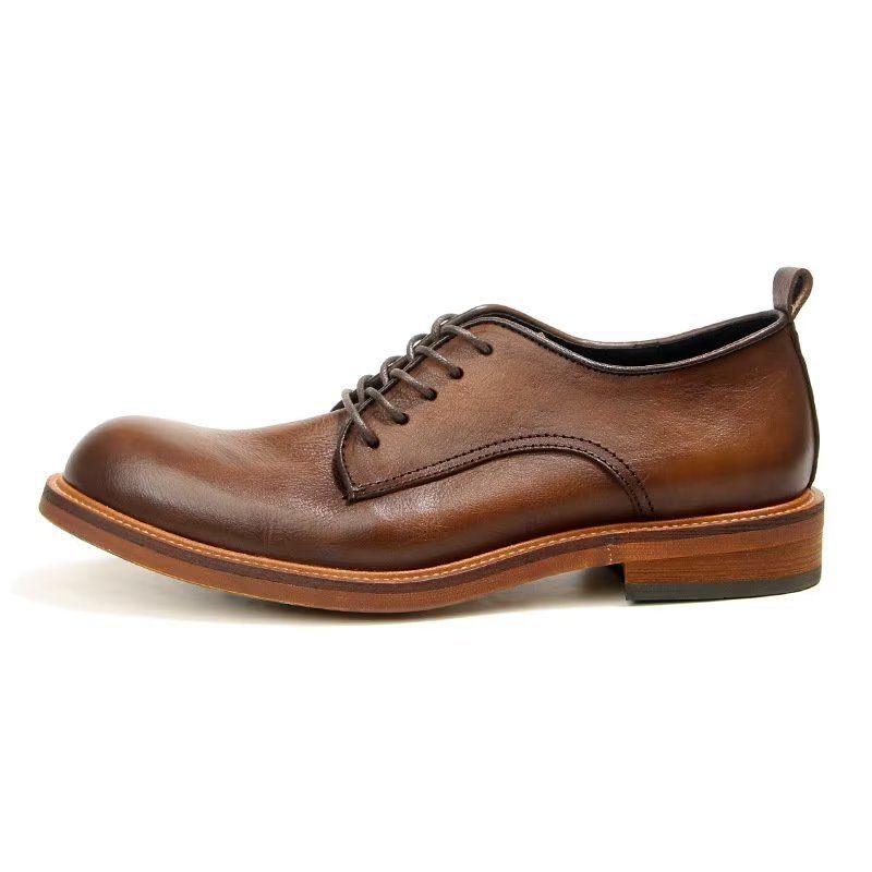 Sapatos Formais Masculinos Elegantes Retro Brogue Couro Vestido Oxford - Marrom
