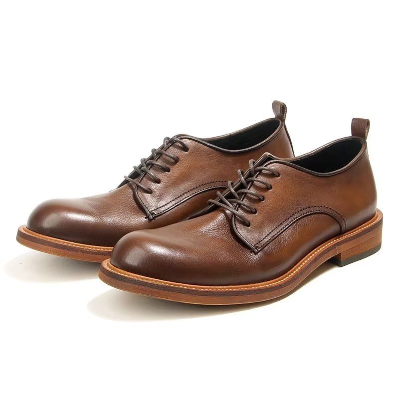 Sapatos Formais Masculinos Elegantes Retro Brogue Couro Vestido Oxford - Marrom