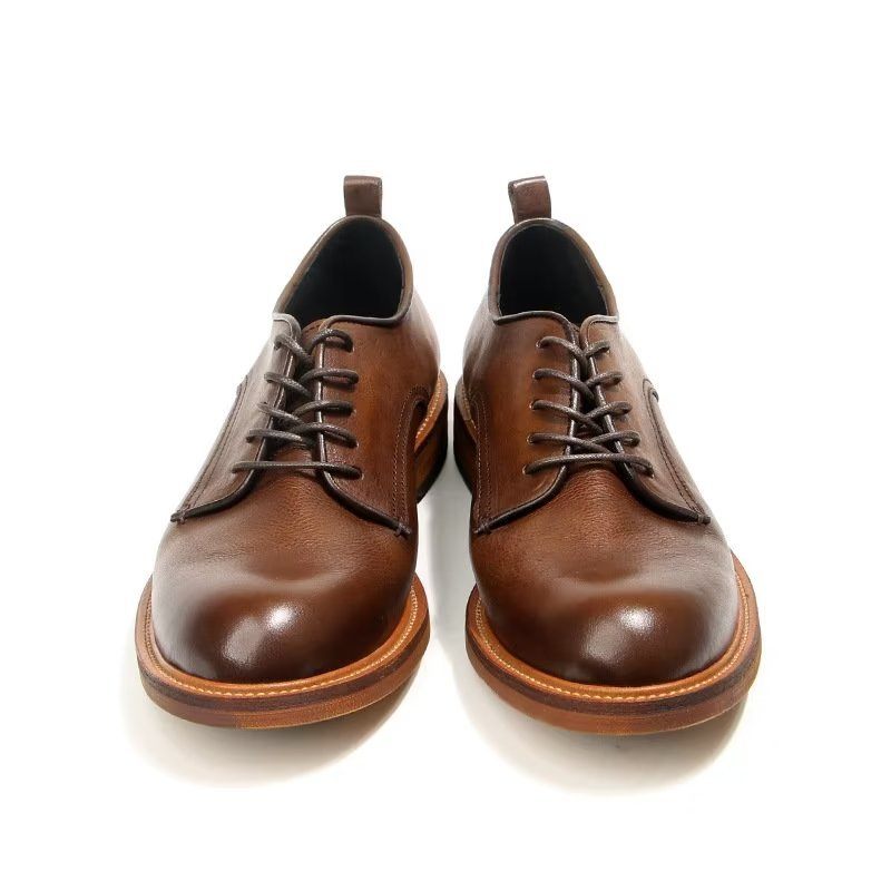 Sapatos Formais Masculinos Elegantes Retro Brogue Couro Vestido Oxford - Marrom