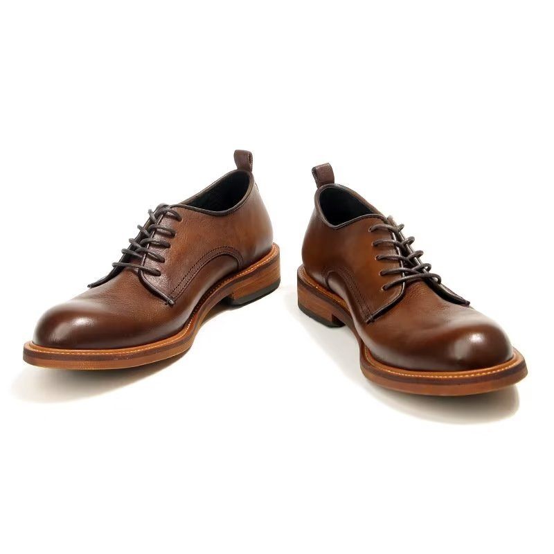 Sapatos Formais Masculinos Elegantes Retro Brogue Couro Vestido Oxford - Marrom
