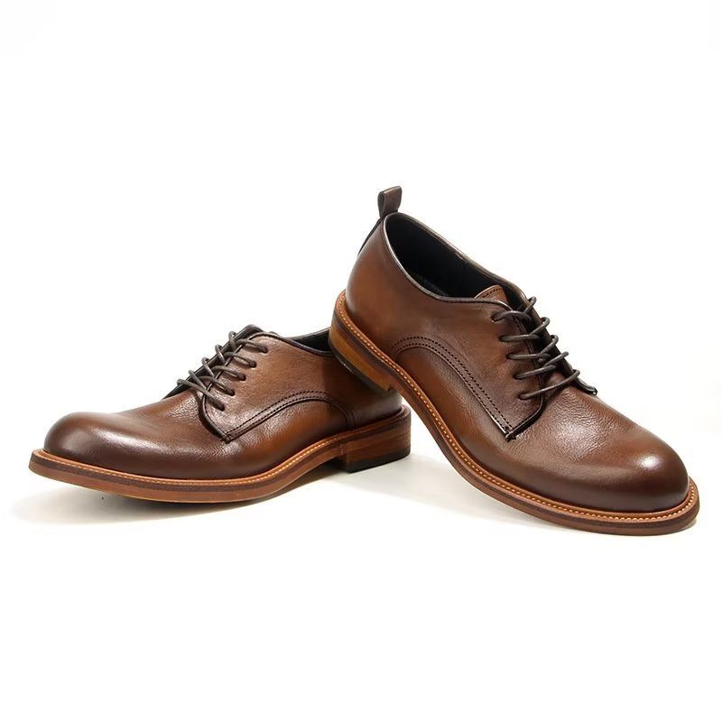 Sapatos Formais Masculinos Elegantes Retro Brogue Couro Vestido Oxford - Marrom