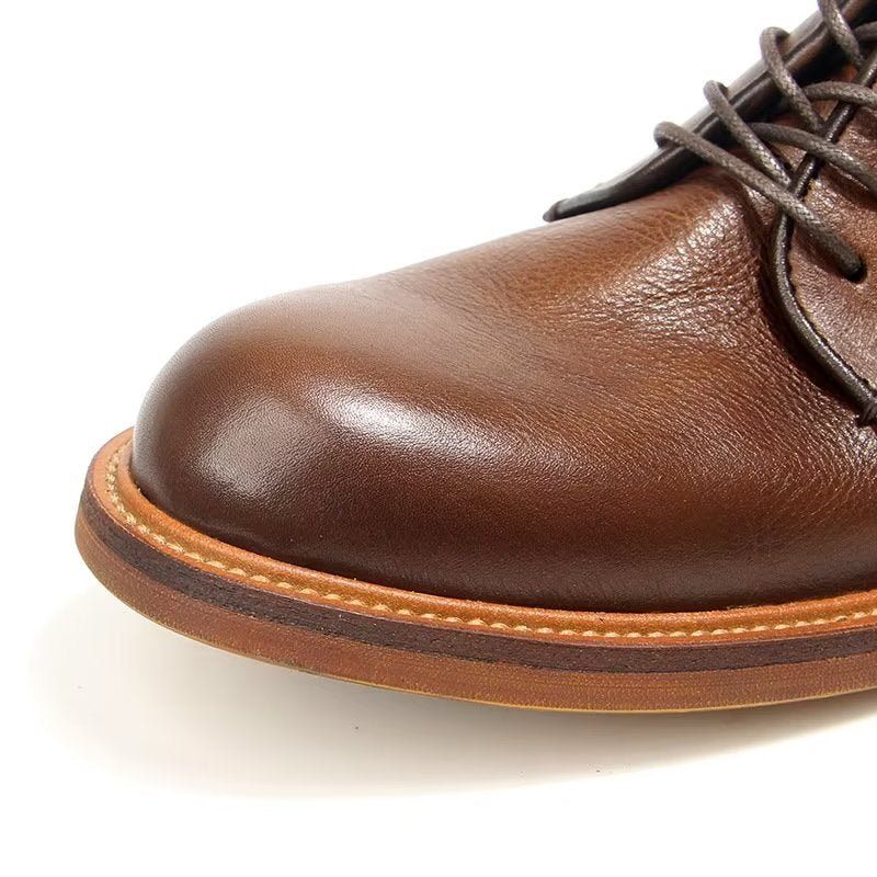 Sapatos Formais Masculinos Elegantes Retro Brogue Couro Vestido Oxford - Marrom