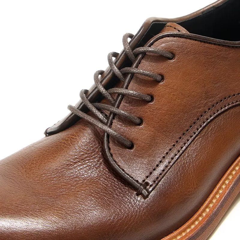 Sapatos Formais Masculinos Elegantes Retro Brogue Couro Vestido Oxford - Marrom