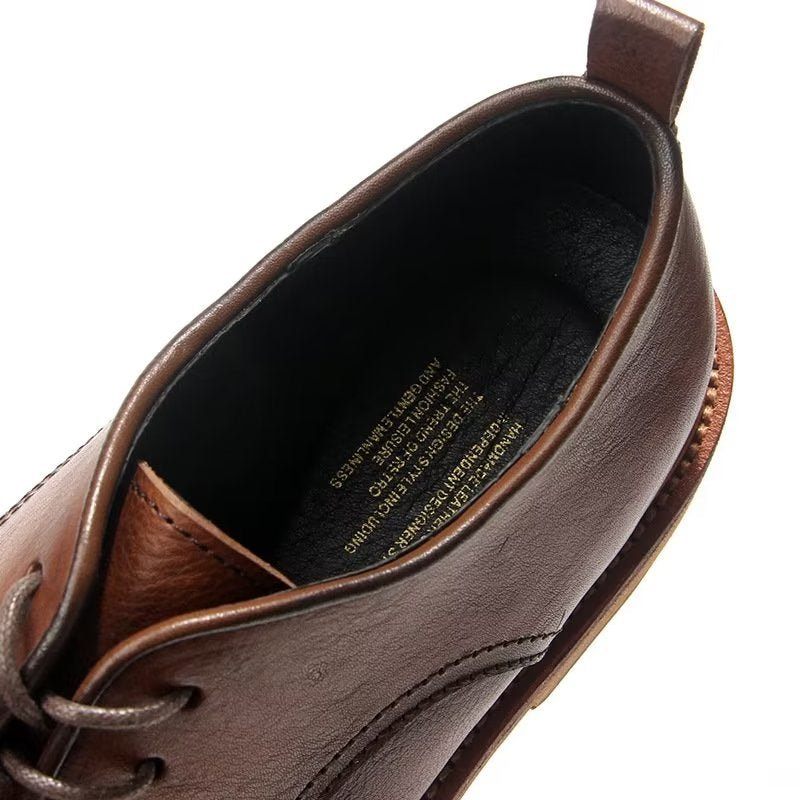 Sapatos Formais Masculinos Elegantes Retro Brogue Couro Vestido Oxford - Marrom