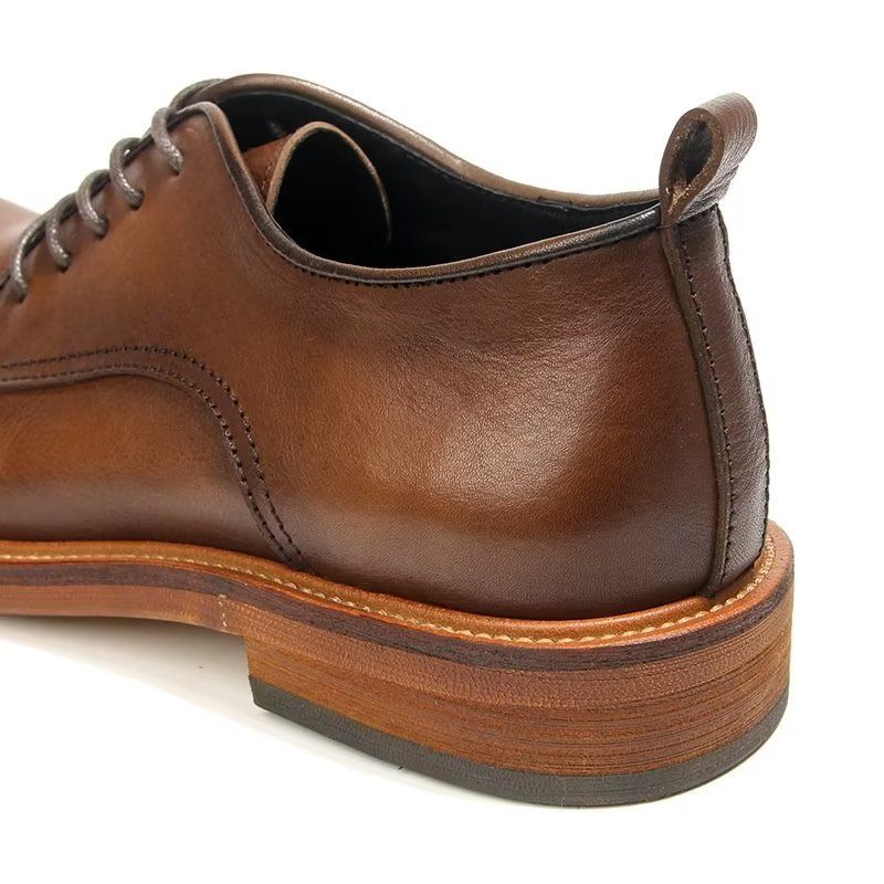 Sapatos Formais Masculinos Elegantes Retro Brogue Couro Vestido Oxford - Marrom