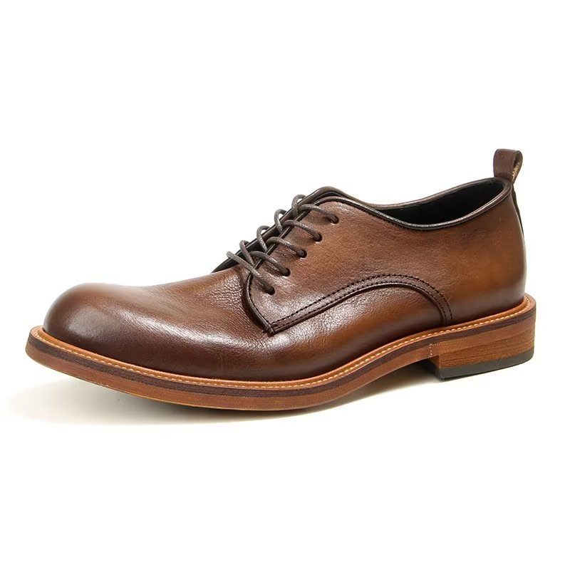 Sapatos Formais Masculinos Elegantes Retro Brogue Couro Vestido Oxford - Marrom