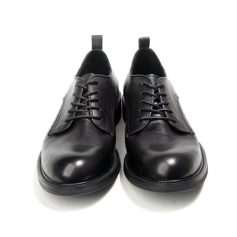Sapatos Formais Masculinos Elegantes Retro Brogue Couro Vestido Oxford - Preto