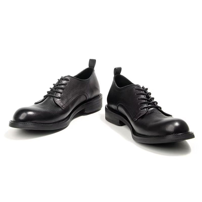 Sapatos Formais Masculinos Elegantes Retro Brogue Couro Vestido Oxford - Preto