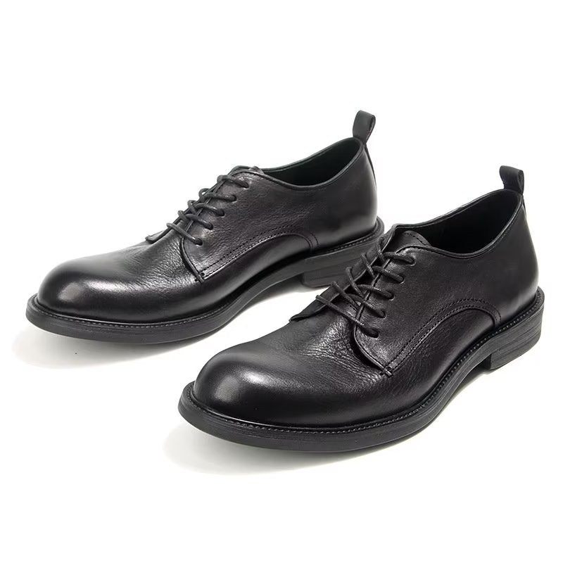 Sapatos Formais Masculinos Elegantes Retro Brogue Couro Vestido Oxford - Preto
