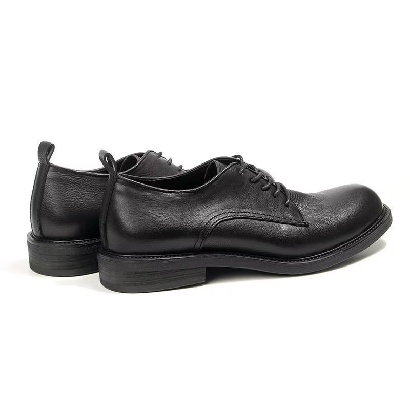 Sapatos Formais Masculinos Elegantes Retro Brogue Couro Vestido Oxford - Preto