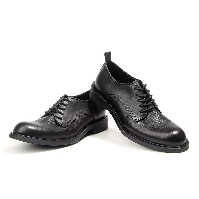 Sapatos Formais Masculinos Elegantes Retro Brogue Couro Vestido Oxford - Preto