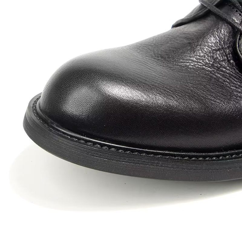 Sapatos Formais Masculinos Elegantes Retro Brogue Couro Vestido Oxford - Preto