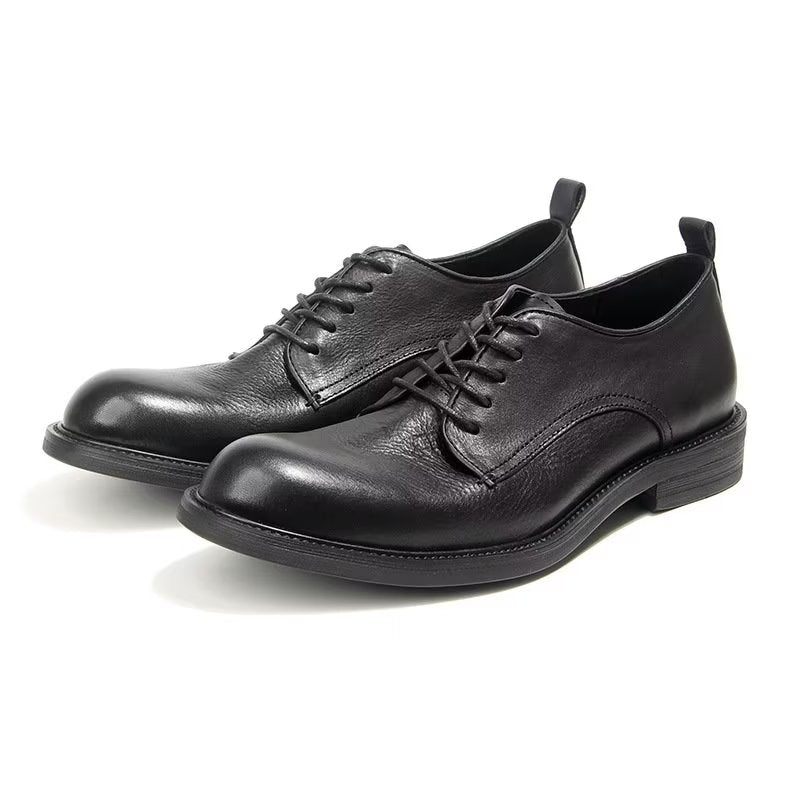 Sapatos Formais Masculinos Elegantes Retro Brogue Couro Vestido Oxford - Preto