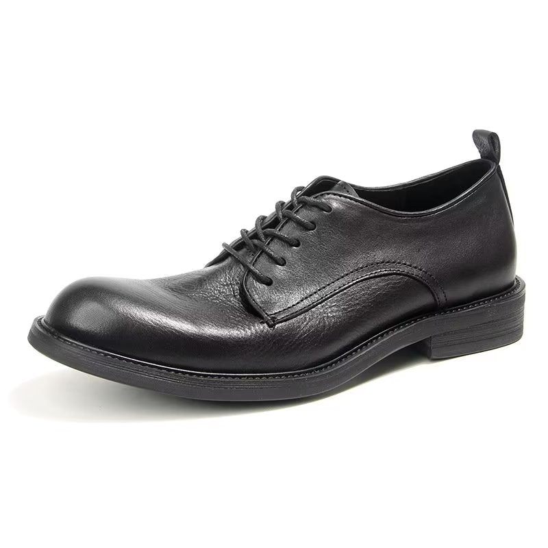Sapatos Formais Masculinos Elegantes Retro Brogue Couro Vestido Oxford - Preto