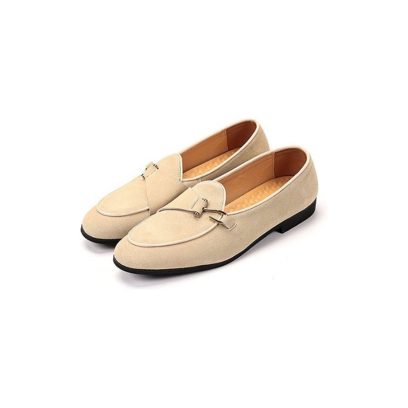 Sapatos Formais Masculinos Estilo Brogue Moderno Sociais Deslizantes - Bege