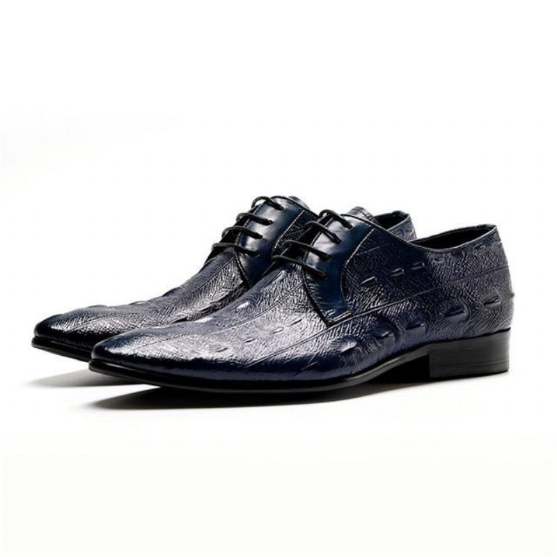 Sapatos Formais Masculinos Exóticos Com Cadarço Oxford - Azul