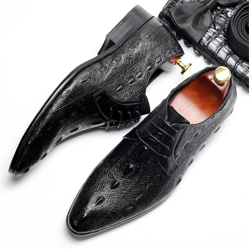 Sapatos Formais Masculinos Exóticos Com Cadarço Oxford - Preto