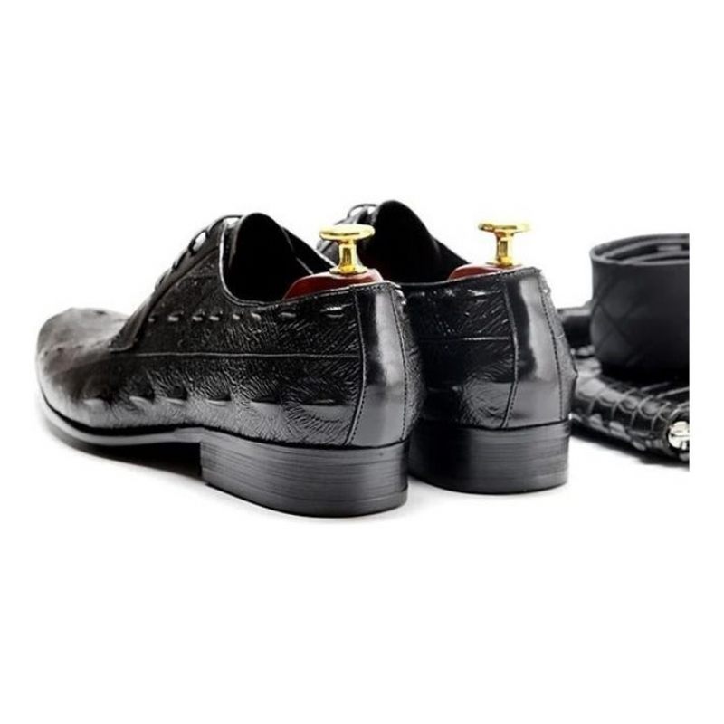 Sapatos Formais Masculinos Exóticos Com Cadarço Oxford - Preto