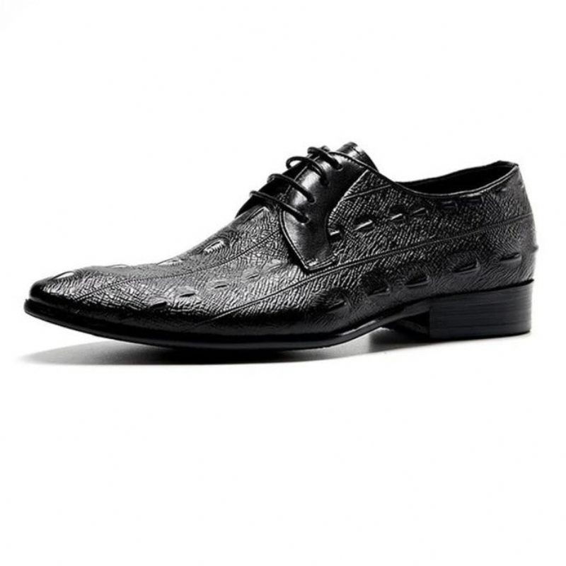 Sapatos Formais Masculinos Exóticos Com Cadarço Oxford - Preto