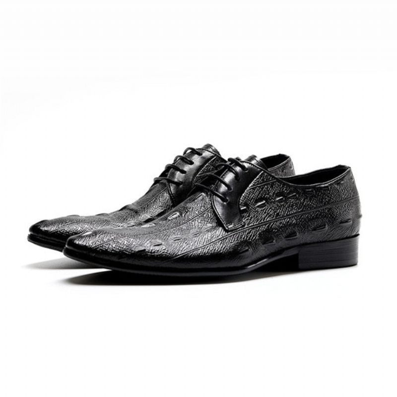 Sapatos Formais Masculinos Exóticos Com Cadarço Oxford - Preto