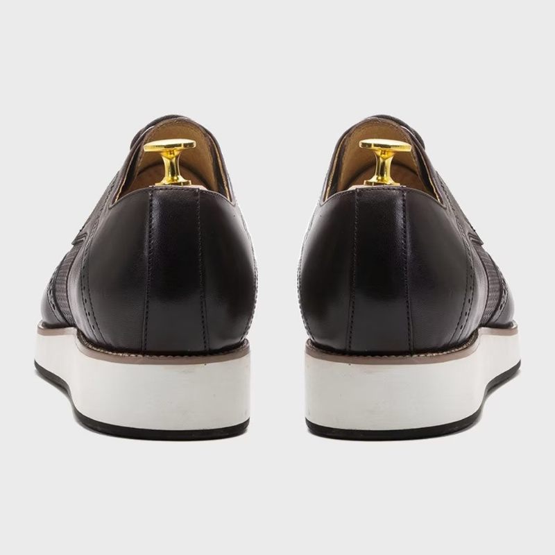 Sapatos Formais Masculinos Luxo Com Padrão Exótico Derby - Preto