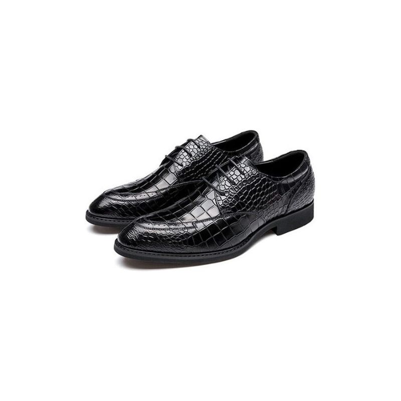 Sapatos Formais Masculinos Luxo Crocgloss Classic Brogue - Preto