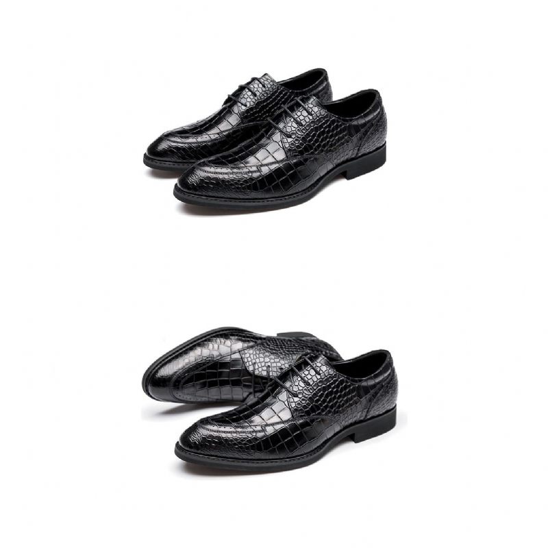 Sapatos Formais Masculinos Luxo Crocgloss Classic Brogue - Preto
