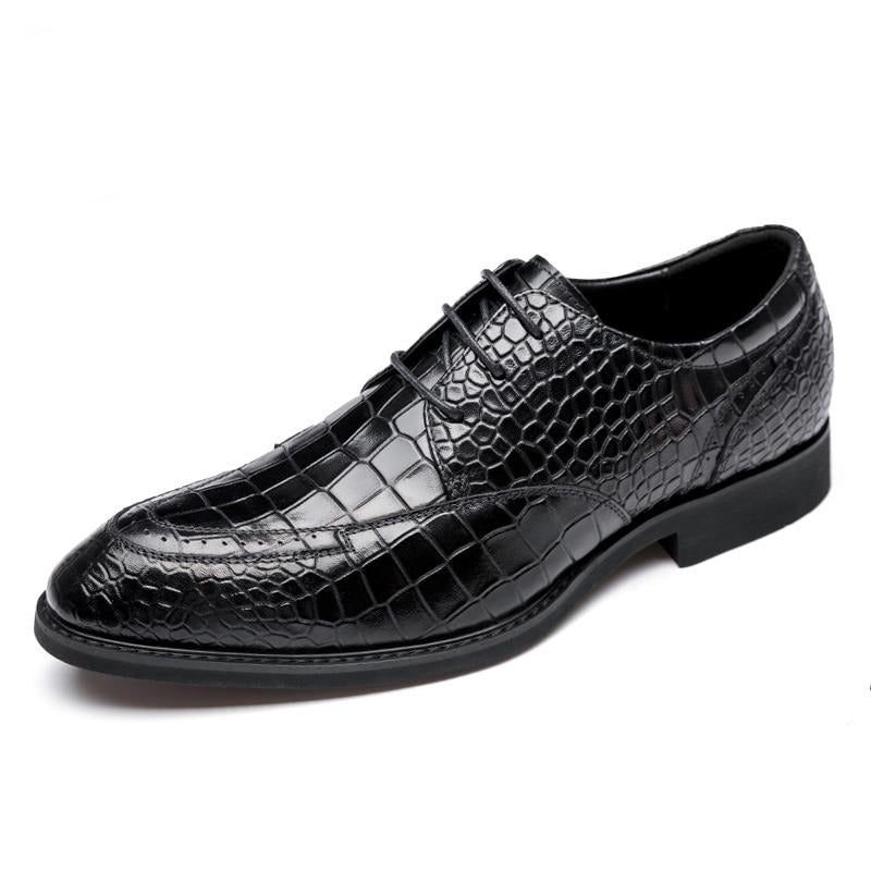 Sapatos Formais Masculinos Luxo Crocgloss Classic Brogue - Preto