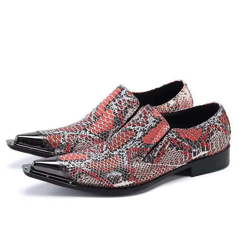 Sapatos Formais Masculinos Luxo Exótico Deslizamento Em Couro Elegante Sociais - Multicolorido
