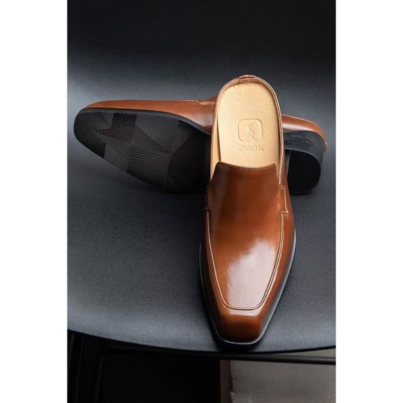 Sapatos Formais Masculinos Luxuosos E Elegantes Chinelos Couro - Marrom
