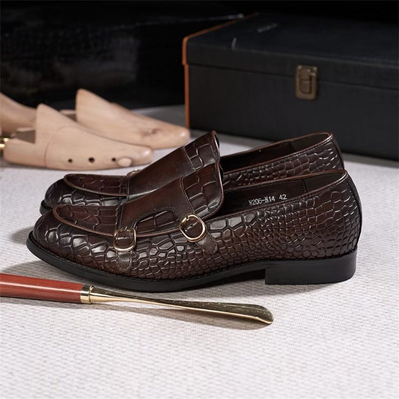Sapatos Formais Masculinos Mocassins Slip-on Elegância Refinada - Café