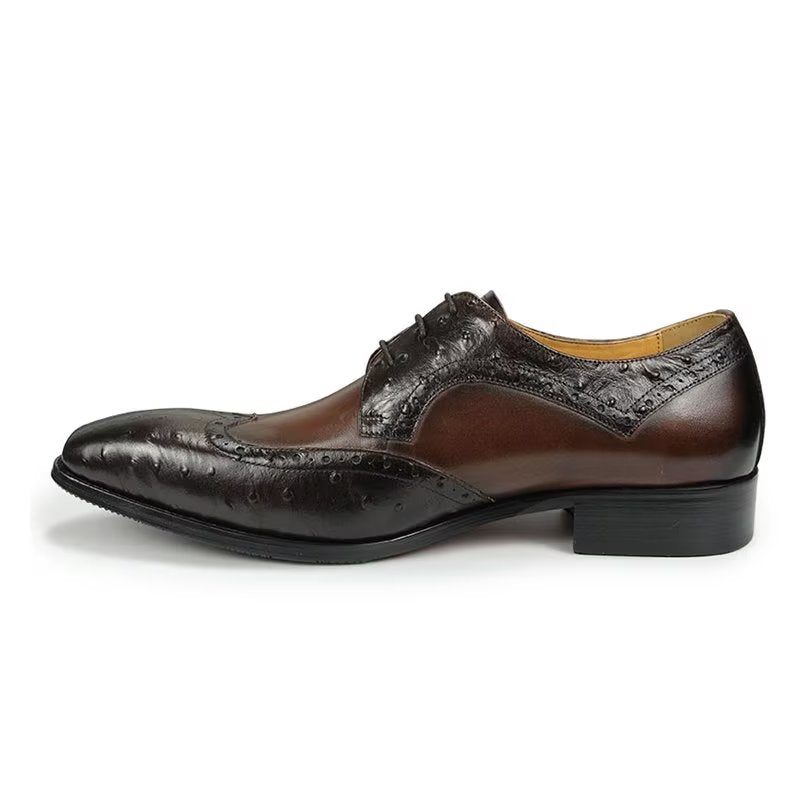 Sapatos Formais Masculinos Modernos Casamento Couro Brogue Sob Medida - Café