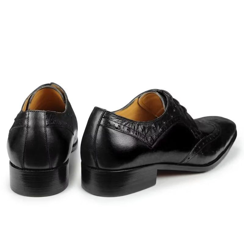 Sapatos Formais Masculinos Modernos Casamento Couro Brogue Sob Medida - Preto