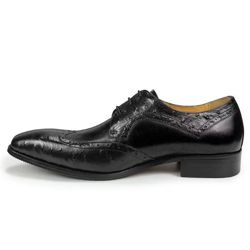 Sapatos Formais Masculinos Modernos Casamento Couro Brogue Sob Medida - Preto