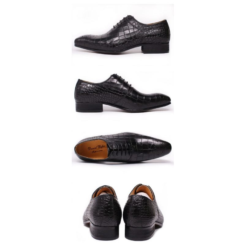 Sapatos Formais Masculinos Opulentos Crocprint Oxford Sociais - Preto