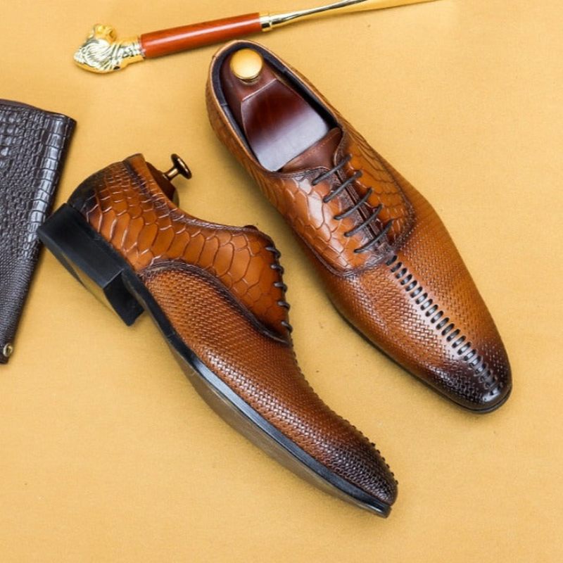Sapatos Formais Masculinos Opulentos E Luxuosos Sociais Bico Fino - Café