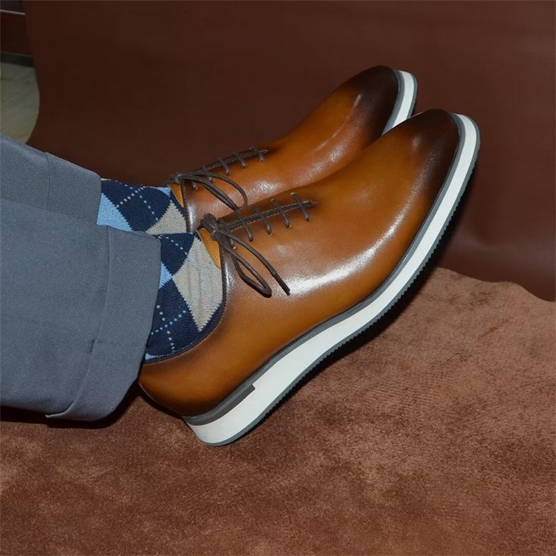 Sapatos Formais Masculinos Sociais Couro Clássico Refinado - Marrom