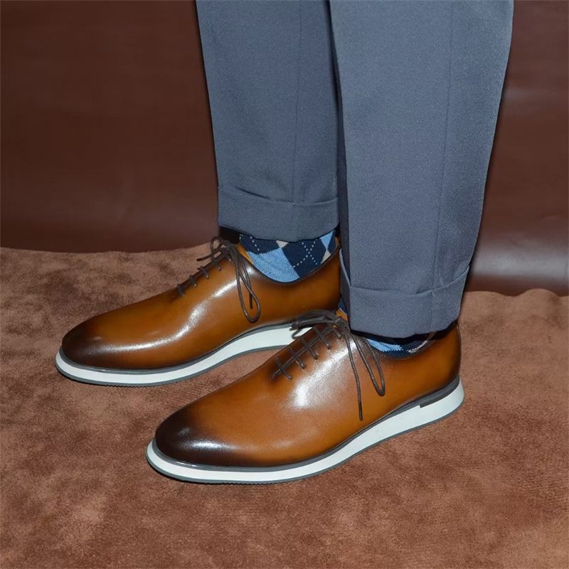 Sapatos Formais Masculinos Sociais Couro Clássico Refinado - Marrom