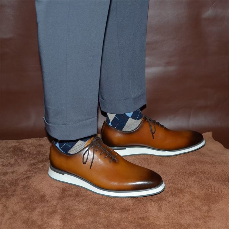 Sapatos Formais Masculinos Sociais Couro Clássico Refinado - Marrom