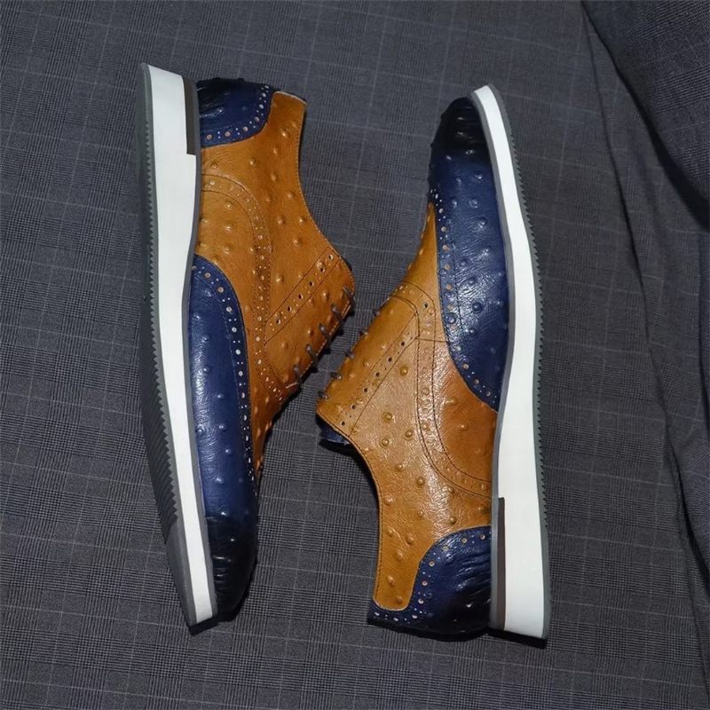 Sapatos Formais Masculinos Urbanos Com Cadarço Em Couro Vaca - Marrom