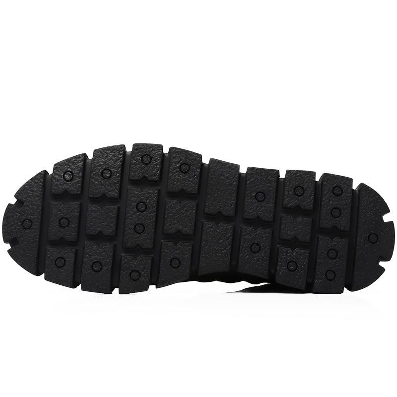 Tênis Masculino Com Plataforma Couro Cadarço E Sapatos Casuais - Preto