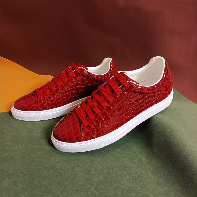 Tênis Masculino Lux Couro Com Cadarço E Plataforma - Vermelho