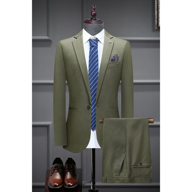 Ternos Masculinos Com Frente Plana E Skinny - Verde